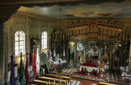 Pologne, Précarpates, intérieur d'une église orthodoxe classée Patrimoine Mondial de l'UNESCO vers Mrzyglod au nord de Sanok