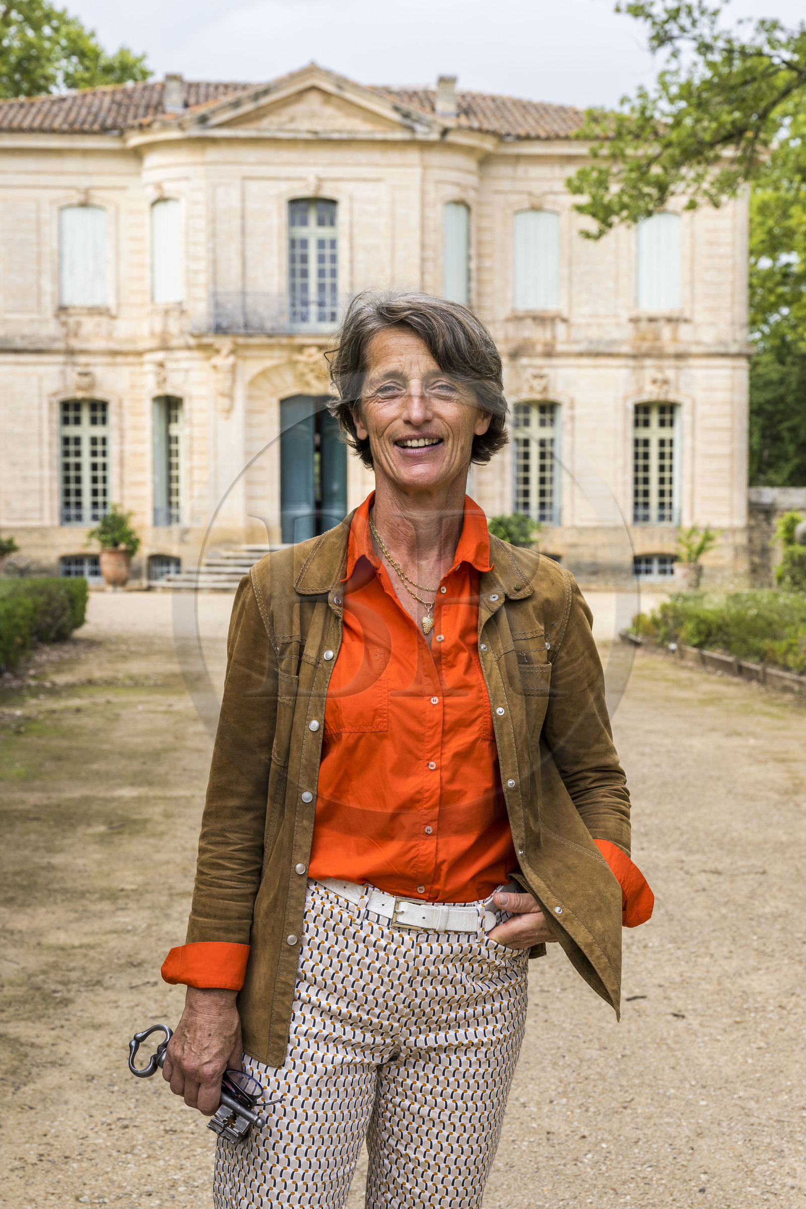 France, Hérault (34), Lavérune, Chateau de l'Engarran, hotel particulier de la deuxième moitié du XVIIIème siècle appelée folie montpelliéraine, la vigneronne et propriétaire Diane Losfelt