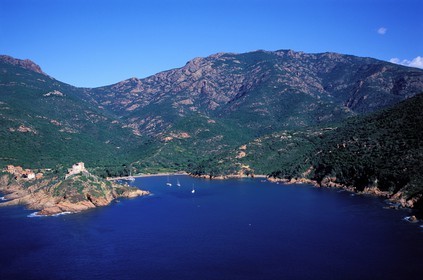 France, Corse-du-Sud (2A), le golfe de Girolata (vue aérienne)