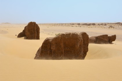 Egypte, Haute-Egypte, désert libyque, paysage désertique vers  Umm el-Dabadib au nord-est de Kharga