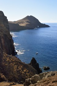 Portugal, Ile de Madère, falaises de la réserve naturelle de la Ponta de Sao Lourenço (pointe Saint Laurent) à l'extrême Est de l'ile