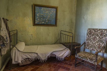 France, Bouches-du-Rhône (13), Parc Naturel Régional des Alpilles, Saint-Rémy-de-Provence, monastère Saint-Paul-de-Mausole, l'asile psychiatrique historique la Maison de santé Saint-Paul où Van Gogh fût interné en 1889-1890, la chambre de Van Gogh