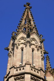 France, Haut-Rhin (68), Mulhouse, place de la Reunion, détail du temple Saint-Etienne