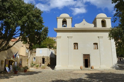 France, Haute-Corse (2B), Balagne, église du village perché de Pigna