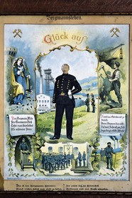 France, Moselle (57), Petite-Rosselle, siège de l'association les amis du puits St Charles, la salutation du mineur Glück Auf qui signifie bonne remontée