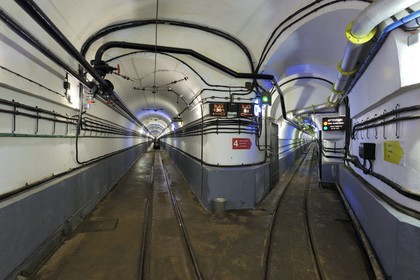 France, Bas-Rhin (67), Hunspach, la Ligne Maginot, le fort de Schoenenbourg, bifurcation de la galerie souterraine principale faisant plus d'1km