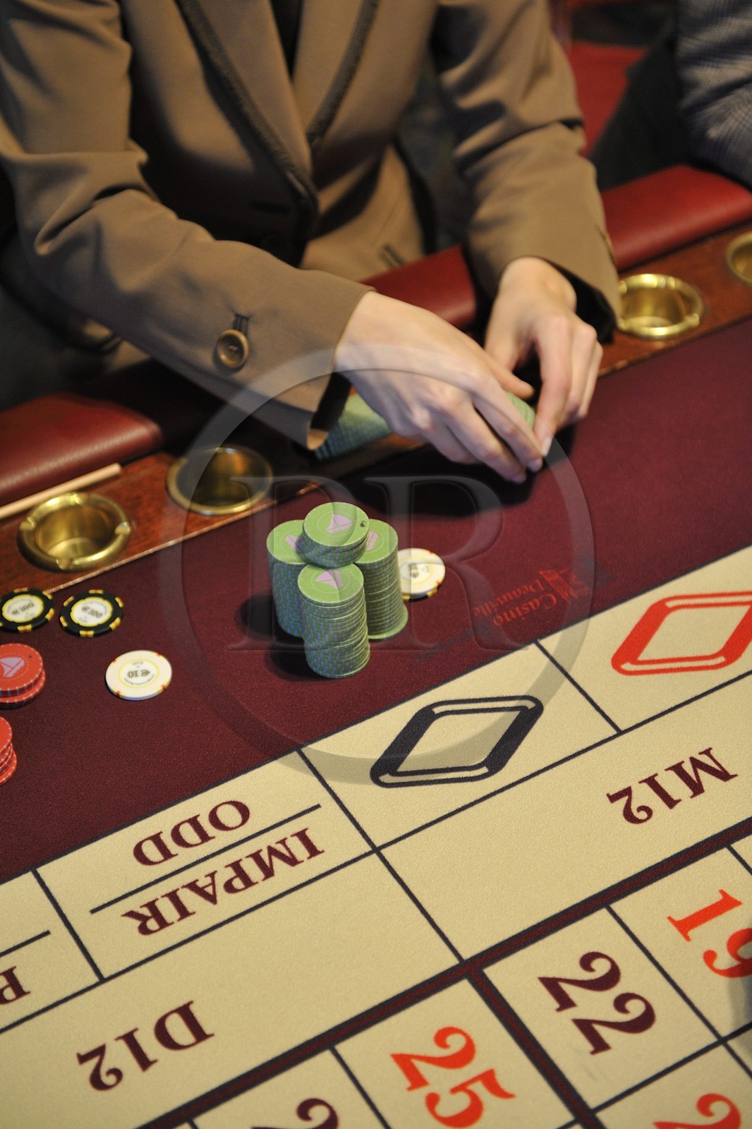 France, Calvados (14), Pays d'Auge, Deauville, le Casino, table de Roulette anglaise