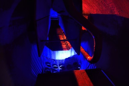 France, Haut-Rhin (68), Husseren-Wesserling, parc de Wesserling, la Grande Chaufferie, ancienne chaufferie de l'usine textile, centre d'art contemporain, intérieur du ballon supérieur