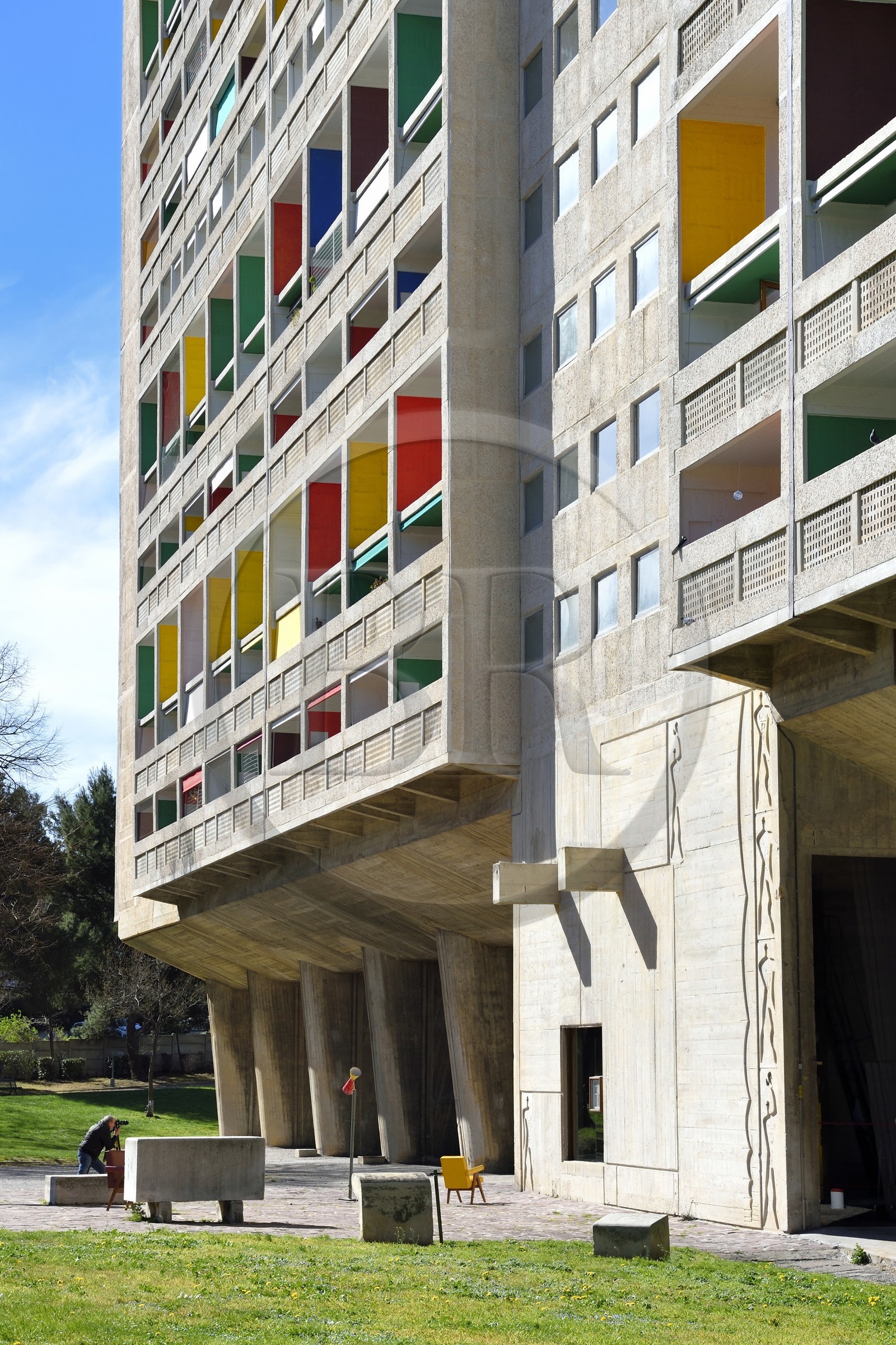 France, Bouches-du-Rhône (13), Marseille, oeuvre architecturale de Le Corbusier, classée Patrimoine Mondial de l'UNESCO, la Cité Radieuse par l'architecte Le Corbusier bordant le boulevard Michelet dans le 8e arrondissement