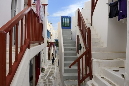 Grèce, Les Cyclades, mer Égée, île de Mykonos, Chora (Mykonos town), dans les ruelles de la vieille ville