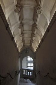 France, Indre-et-Loire (37), château de Chenonceau édifié de 1513 à 1521 de style Renaissance, l'escalier droit