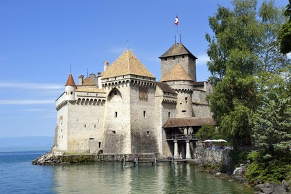 Suisse, Canton de Vaud, Veytaux, chateau Chillon sur les rives du lac Léman