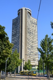 France, Haut-Rhin (68), Mulhouse, Tour de l'Europe de l'architecte François Spoerry