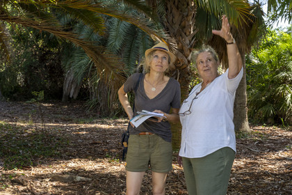 France, Alpes-Maritimes (06), Antibes, Le Jardin Botanique de la Villa Thuret (rattachée à l'INRAE), labellisé Jardin Remarquable et Arbre Remarquable, Catherine Ducatillion, Directrice Unité expérimentale Villa Thuret à droite