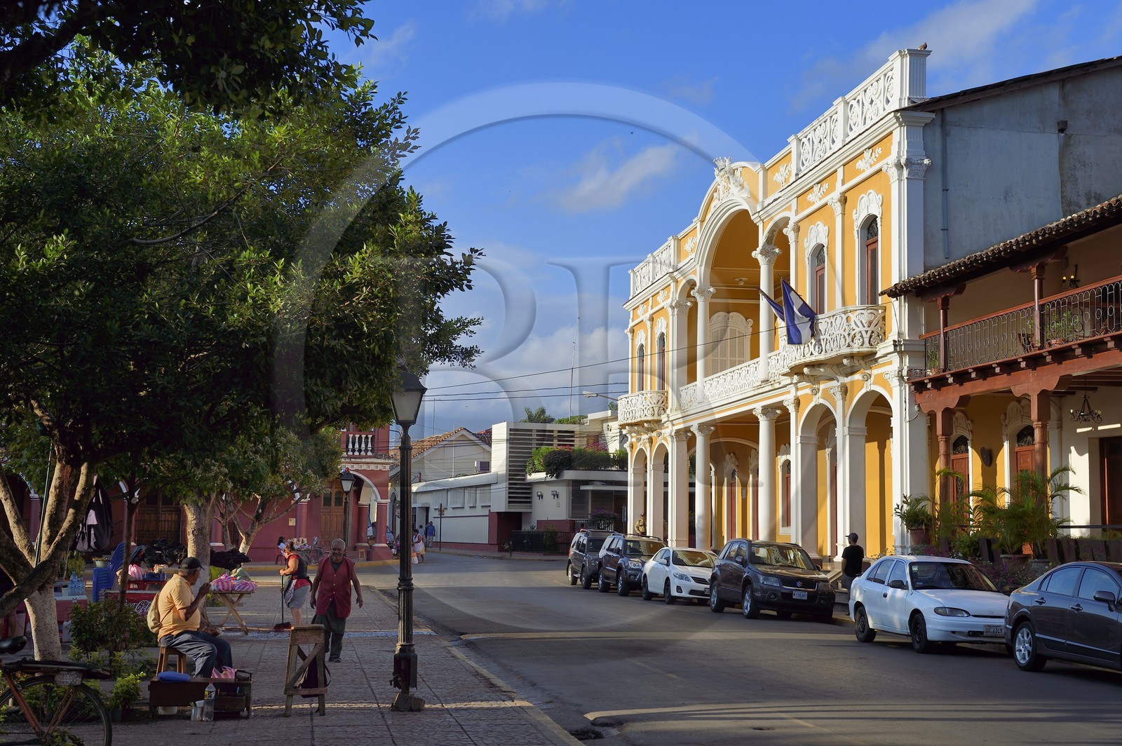 Nicaragua, Granada, maisons coloniales sur le Parque Central (Parque Colon)