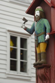 Norvège, comté de Hordaland, Bergen, maisons en bois du quartier de Bryggen, classé Patrimoine Mondial de l'UNESCO, ancien comptoir de la ligue hanséatique (la Hanse)