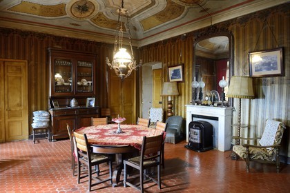 France, Haute-Corse (2B), Cap Corse, Rogliano, le palazzu Nicrosi (Palazzi ou Maison d'Americain), Pierre Nicrosi prospéra avec ses trois frères dans le commerce, l’immobilier et le coton en Alabama