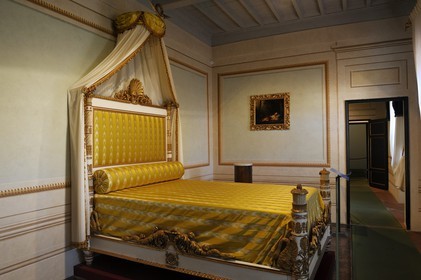 Italie, Toscane, l’Ile d’Elbe, Portoferraio, la maison de Napoléon 1er dans le Palazzina dei Mulini, le lit de l'empereur