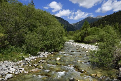 France, Alpes-Maritimes (06), vallée de la Roya (arrière-pays niçois), au pied du parc national du Mercantour, Tende, vallée de la rivière Casterine vers Casterino