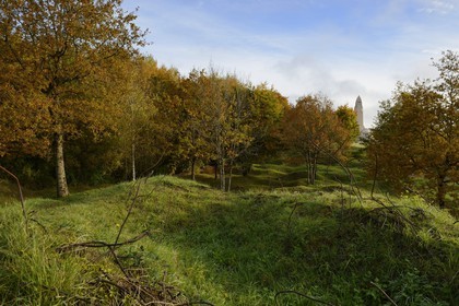 France, Meuse (55), Douaumont, paysage marqué par les trous d'obus encore un siècle après la bataille de Verdun, ouvrage de Thiaumont en bordure de l'ossuaire de Douaumont