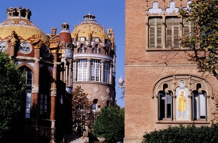 Espagne, Catalogne, Barcelone, carrer de Cartagena, Hospital de la Santa Creu i de Sant Pau (1905-1908), classé Patrimoine Mondial de l' UNESCO, de l' architecte Domenech i Montaner