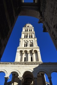 Croatie, Dalmatie, cote dalmate, Split, vieille ville romaine classée Patrimoine Mondial de l'UNESCO, palais de Dioclétien, la cathédrale Saint-Domnius construite dans l'ancien mausolée de l'empereur romain Dioclétien