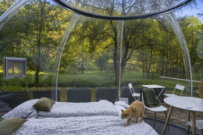 France, Moselle (57), Parc régional des Vosges du nord, Siersthal – Holbach près de Bitche, chambres d'Hôtes la Grange d’Hélène, la bulle rigide