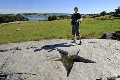 Norvège, Rogaland, région de Stavanger, Land Art sur l'île de Bru (Stavanger 2008), Landing site for Angels de Jorn  Ronnau
