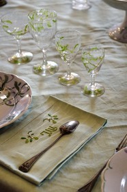 France, Meurthe-et-Moselle (54), Nancy, musée de l'Ecole de Nancy, salle à manger Masson de style Art Nouveau (1903-1906), vaisselle de table