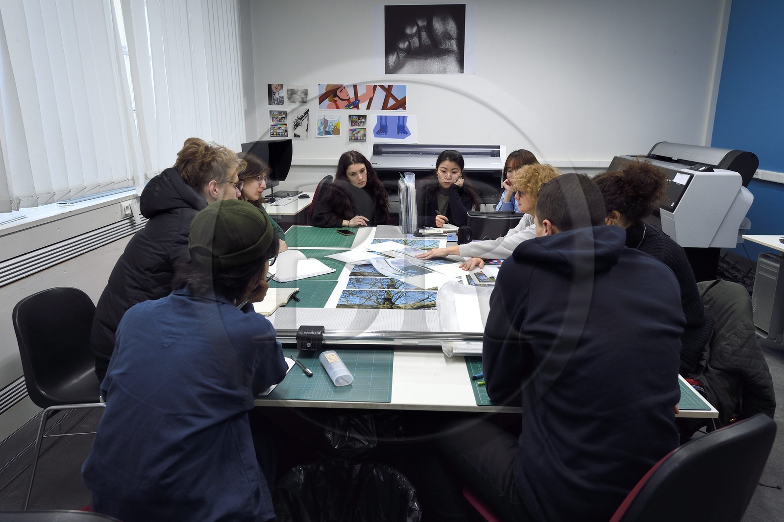 France, Paris (75), quartier de Saint-Germain-des-Prés, Ecole nationale supérieure des Beaux-Arts, batiment Perret, ateliers numériques, salle des traceurs