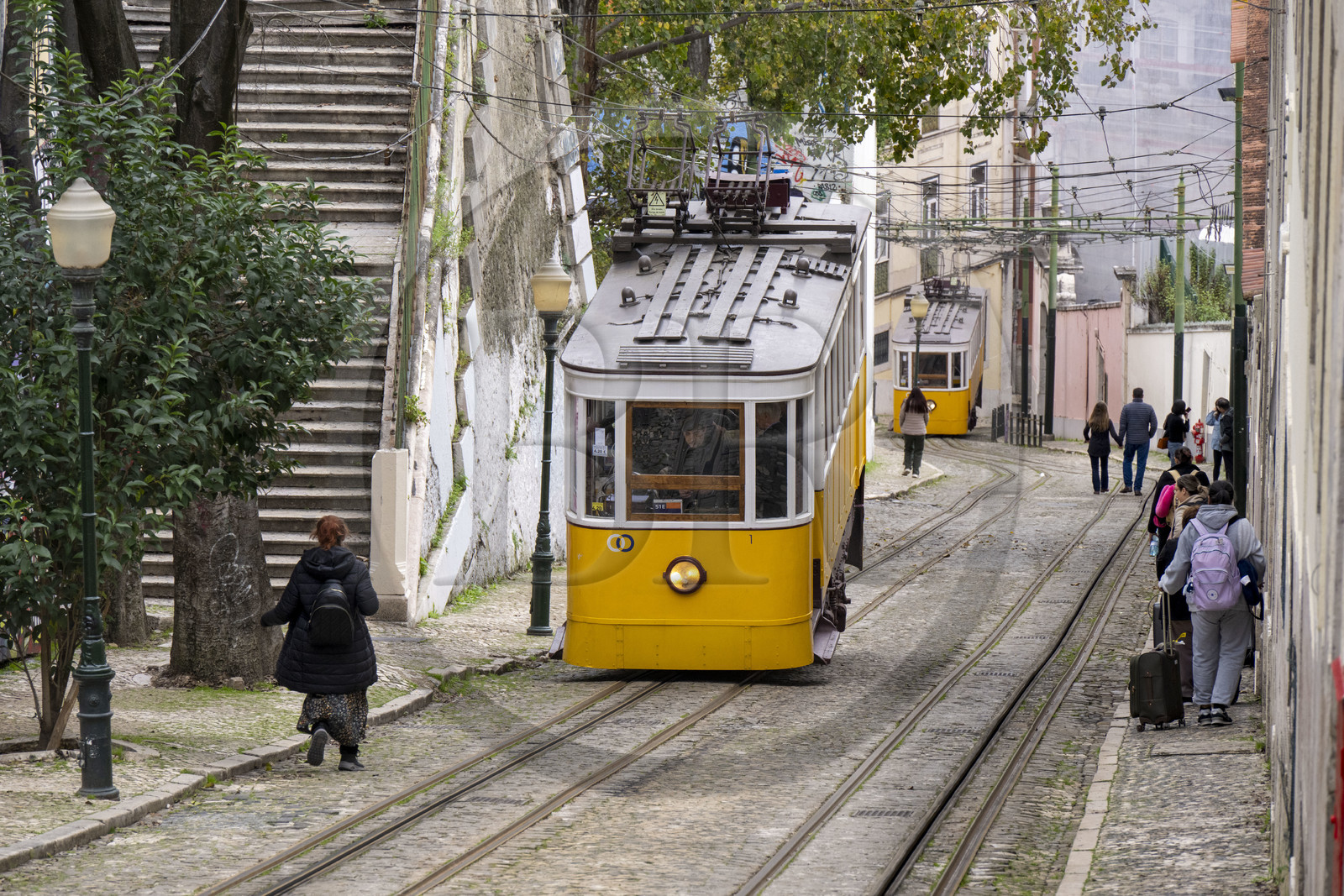 Portugal, Lisbonne, quartier du Bairro Alto, Elevador da Gloria, funiculaire
