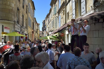 France, Bouches-du-Rhône (13), Arles, fête populaire dans les rues de la ville à l'occasion de la course camarguaise de la Cocarde d'Or