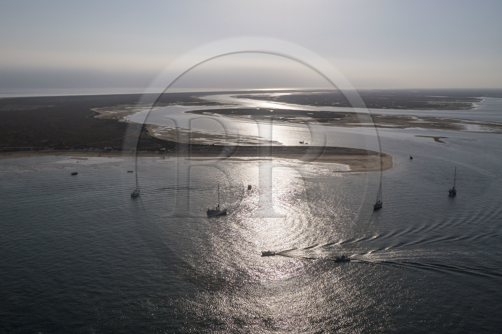 Portugal, Algarve, Parc naturel de la Ria Formosa, Faro, Ile de Barreta ou Deserta (Ilha da Barretta ou Deserta)(vue aérienne)