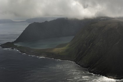 Norvège, Laponie, région du Finnmark, le Cap Nord (vue aérienne)