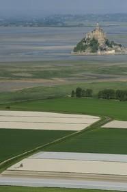 France, Ille-et-Vilaine (35), Baie du Mont Saint-Michel, les champs et les polders du Mont côté breton (vue aérienne)