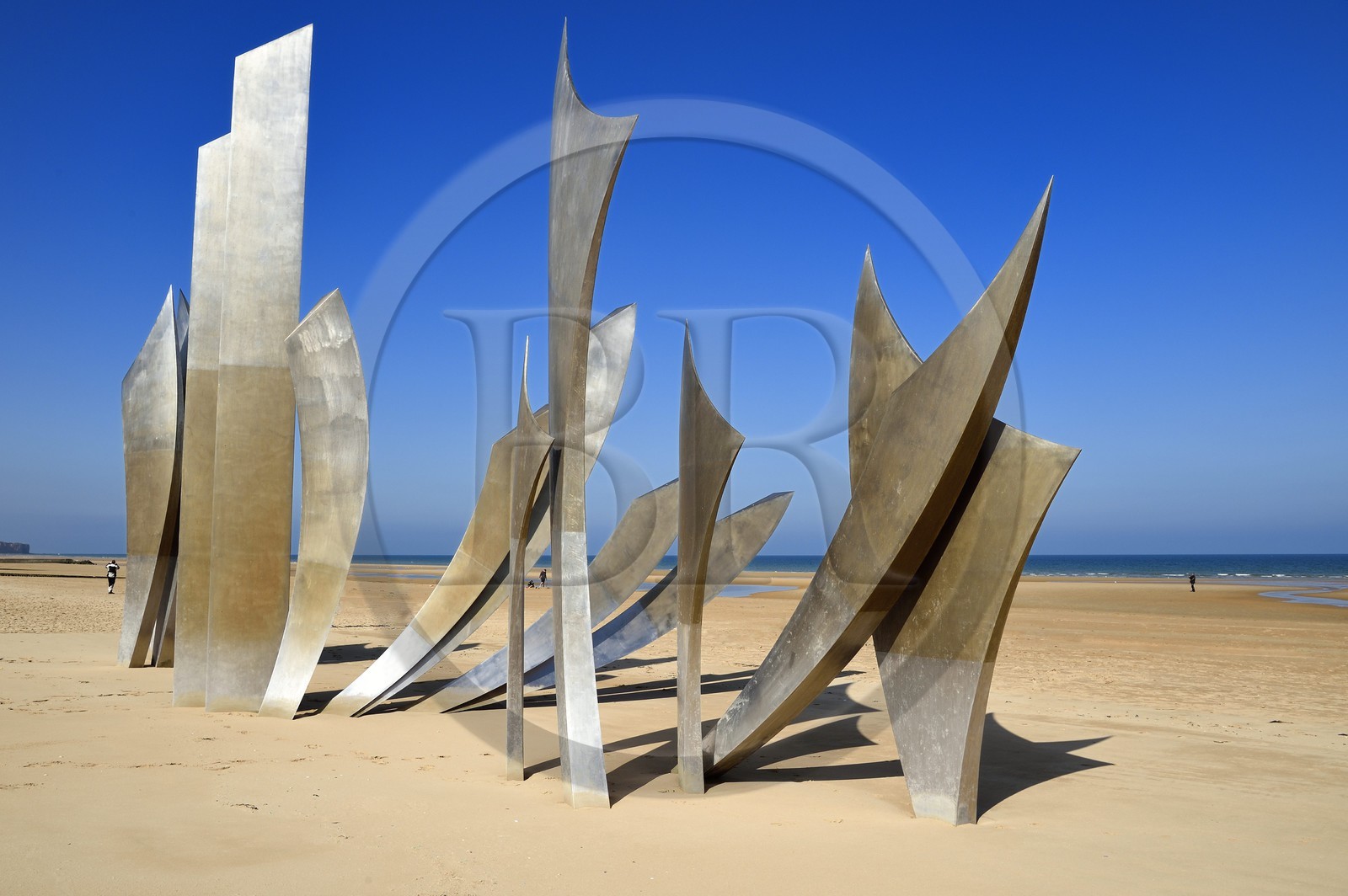 France, Calvados (14), Saint-Laurent-sur-Mer, Omaha Beach, mémorial Les Braves œuvre de la sculptrice Anilore Banon