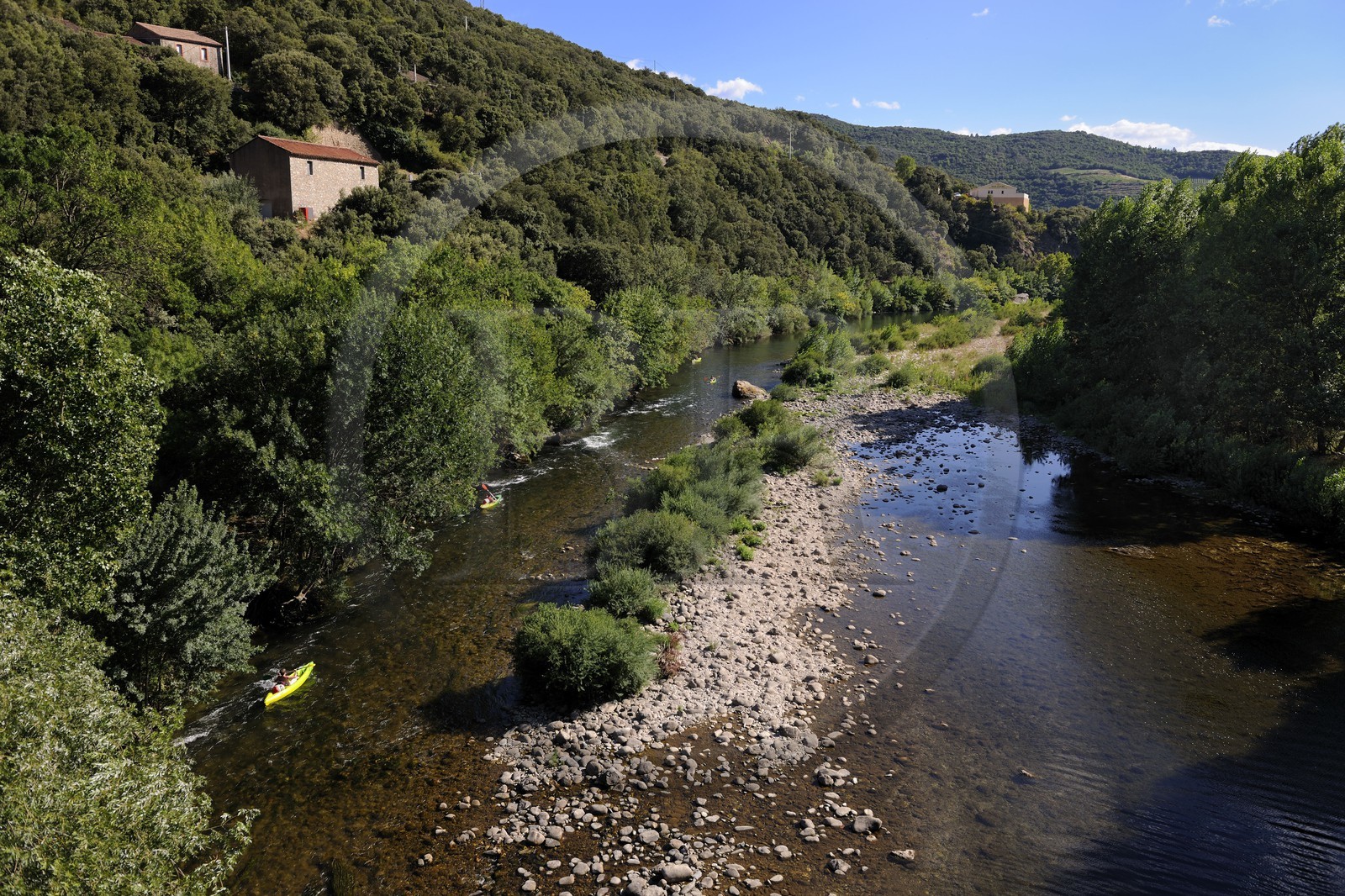 France, Hérault (34), vallée de l' Orb à Ceps, descente en canoë-kayak de la rivière Orb