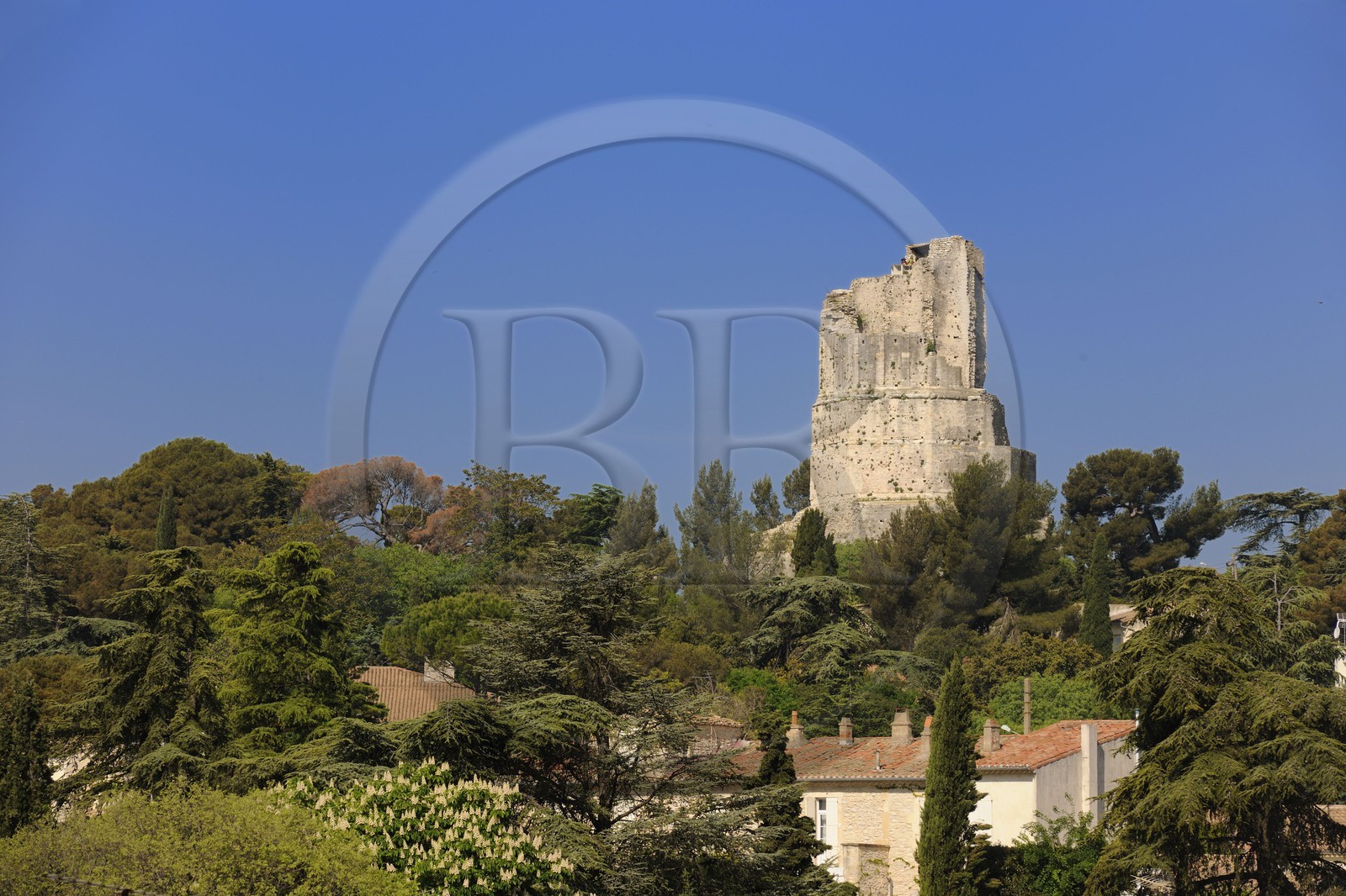 France, Gard (30) Nimes, la tour Magne au sommet des Jardins de la Fontaine