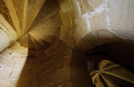 France, Aude (11), escalier du Donjon d'Arques (13 14