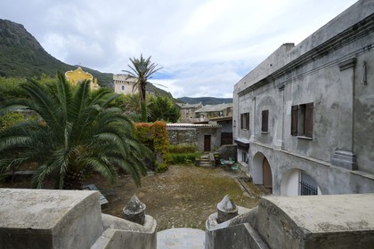 France, Haute-Corse (2B), Cap Corse, Morsiglia, le palais palais Ghilfucci (Palazzi ou Maison d'Americain de 1838) dont le batisseur fit fortune aux Grandes Antilles