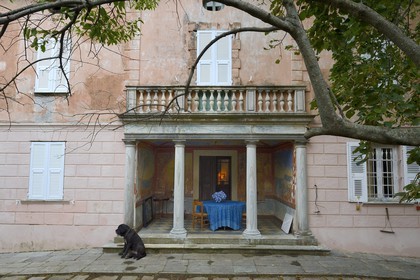 France, Haute-Corse (2B), Cap Corse, Sisco, le palais Gaspari-Ramelli (Palazzi ou Maison d'Americain de 1850) construit par le le docteur Santos (Toussaint) Gaspari qui fut gouverneur au Vénézuela