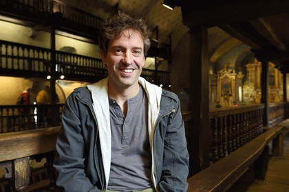 France, Pyrénées-Atlantiques (64), Pays-Basque, Saint-Etienne-de-Baïgorry, église Saint-Etienne, l'historien Antton Curutcharry