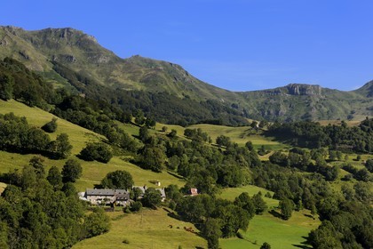 France, Cantal (15), monts du Cantal, Parc Naturel Régional des Volcans d' Auvergne, la vallée de la Jordanne vers Mandaille-Saint-Julien
