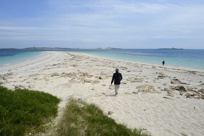 France, Finistère (29), La Foret Fouesnant, archipel des Glénan, la banc de sable fin de l'Ile de Guiriden