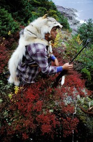 Canada, province de Québec, côte Nord, Lucien-Gabriel Jourdain, amérindien innu (Montaignais) en tenue de chasse traditionnelle