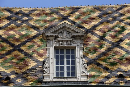 France, Côte d'Or (21), Dijon, toit de tuiles vernissées de l'Hôtel de Vogüé