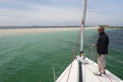 France, Finistère (29), La Foret Fouesnant, archipel des Glénan, la banc de sable fin de l'Ile de Guiriden