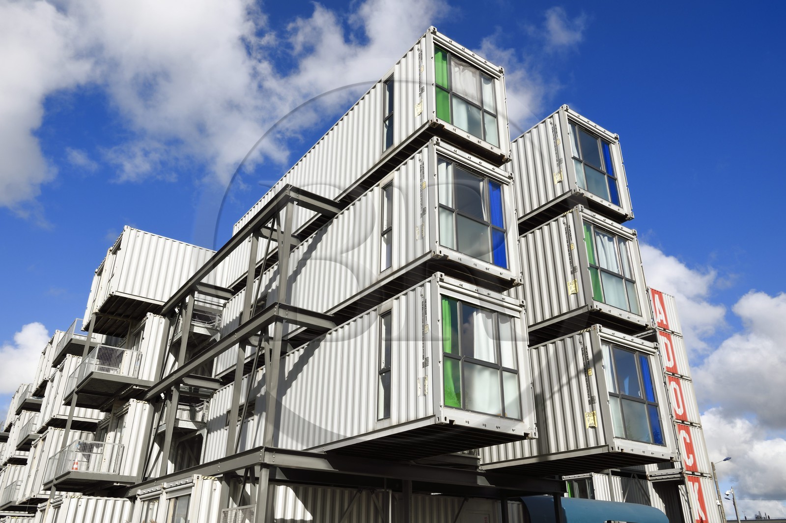 France, Seine-Maritime (76), Le Havre, quartier de l'Eure, résidence étudiante A'docks crée à partir de conteneurs