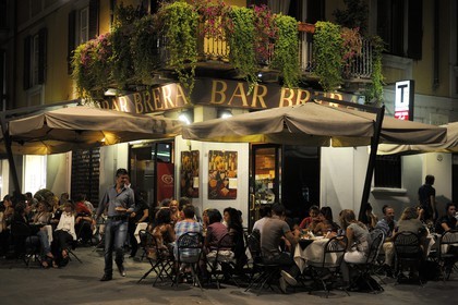 Italie, Lombardie, Milan, terrasses de restaurants via Brera