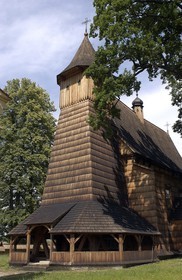 Pologne, Précarpates, église en bois de Trzcinica classée Patrimoine Mondial de l'UNESCO dans la région de Krosno